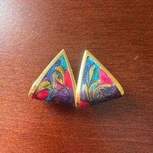 1980s Vintage Colorful Triangle Earrings
